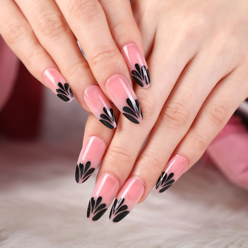 Faux ongles en forme de gouttelettes noires