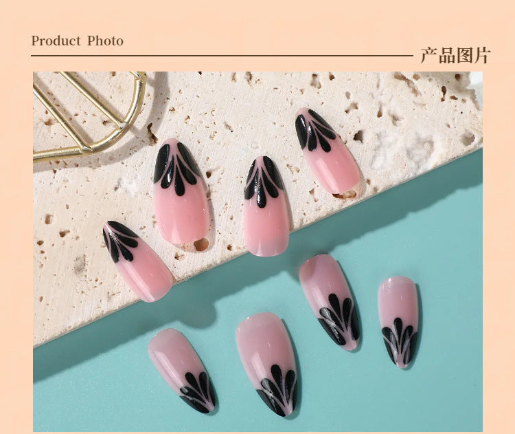 Faux ongles en forme de gouttelettes noires