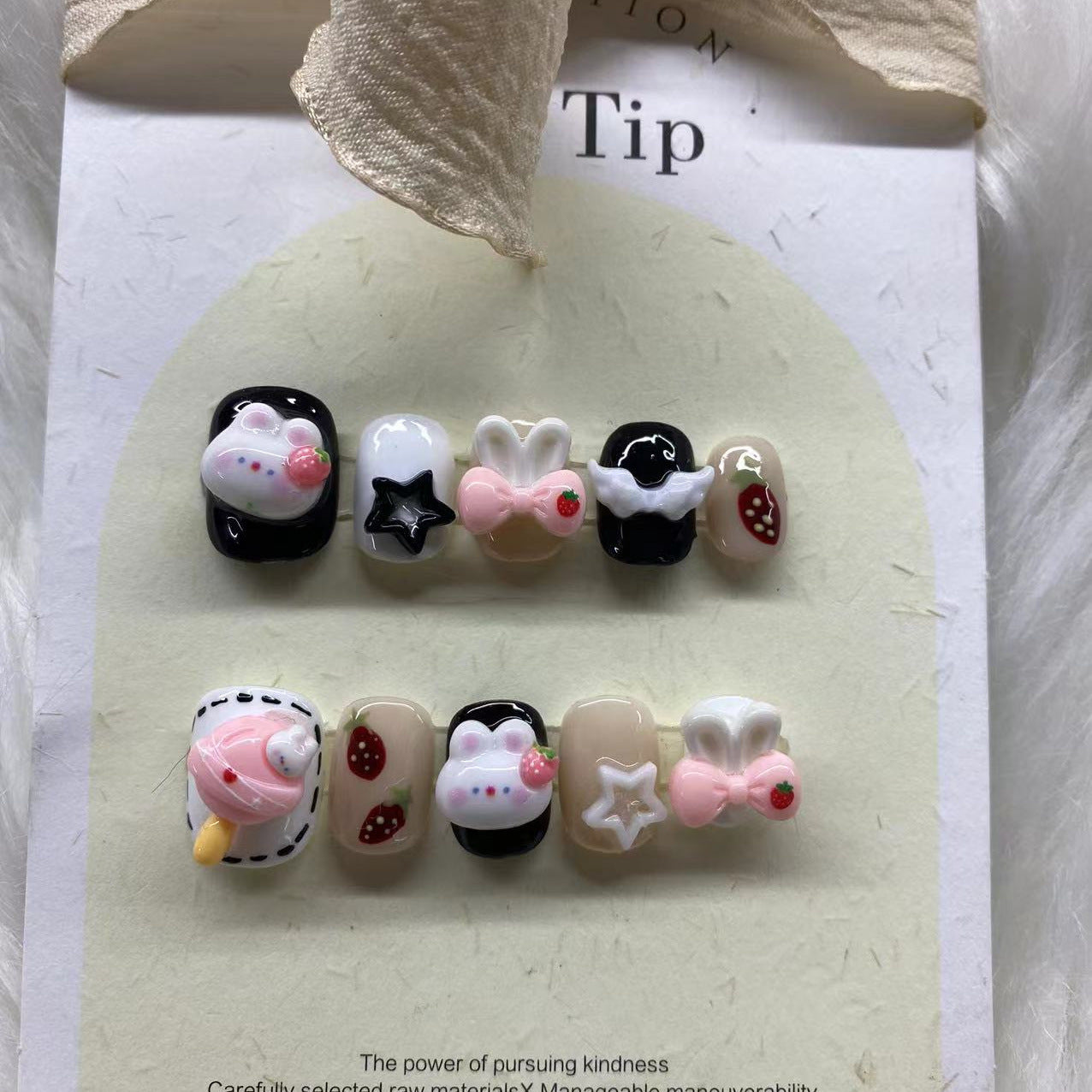 Faux ongles lapin mignon aux grandes oreilles