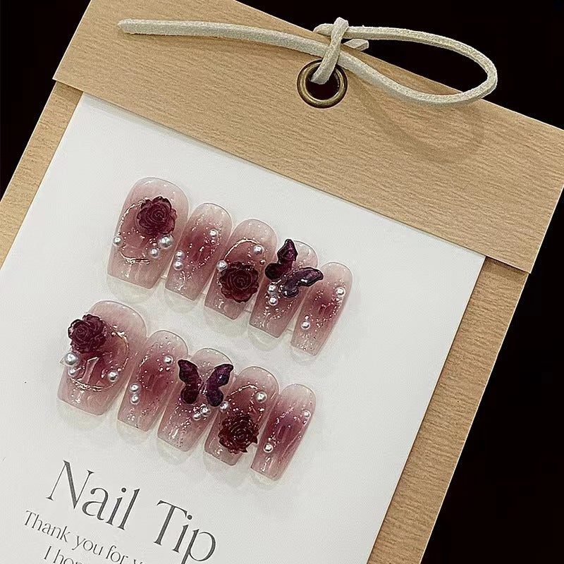 Faux ongles bordeaux blush