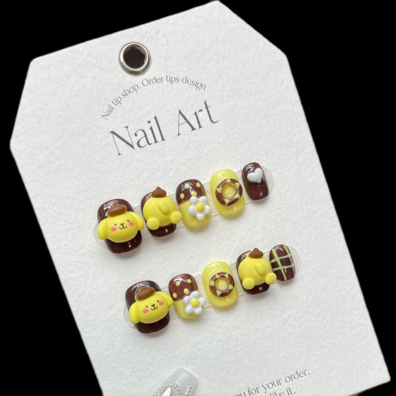 Faux ongles mignons en forme de chien pudding