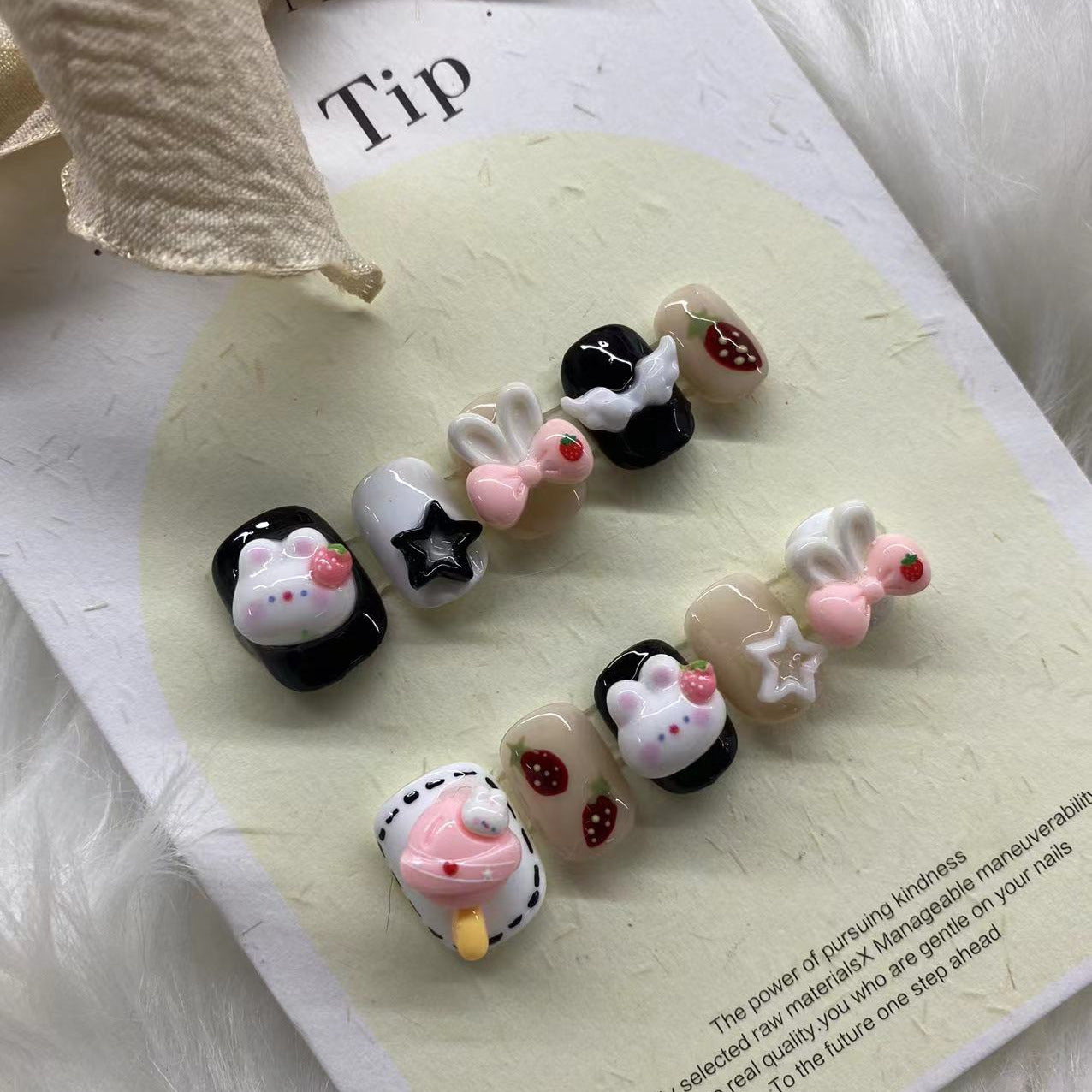 Faux ongles lapin mignon aux grandes oreilles