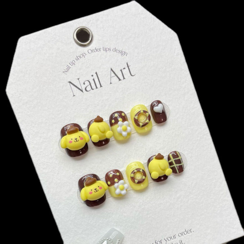 Faux ongles mignons en forme de chien pudding