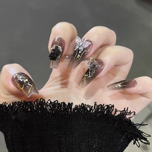 Butterfly Foil False Nails