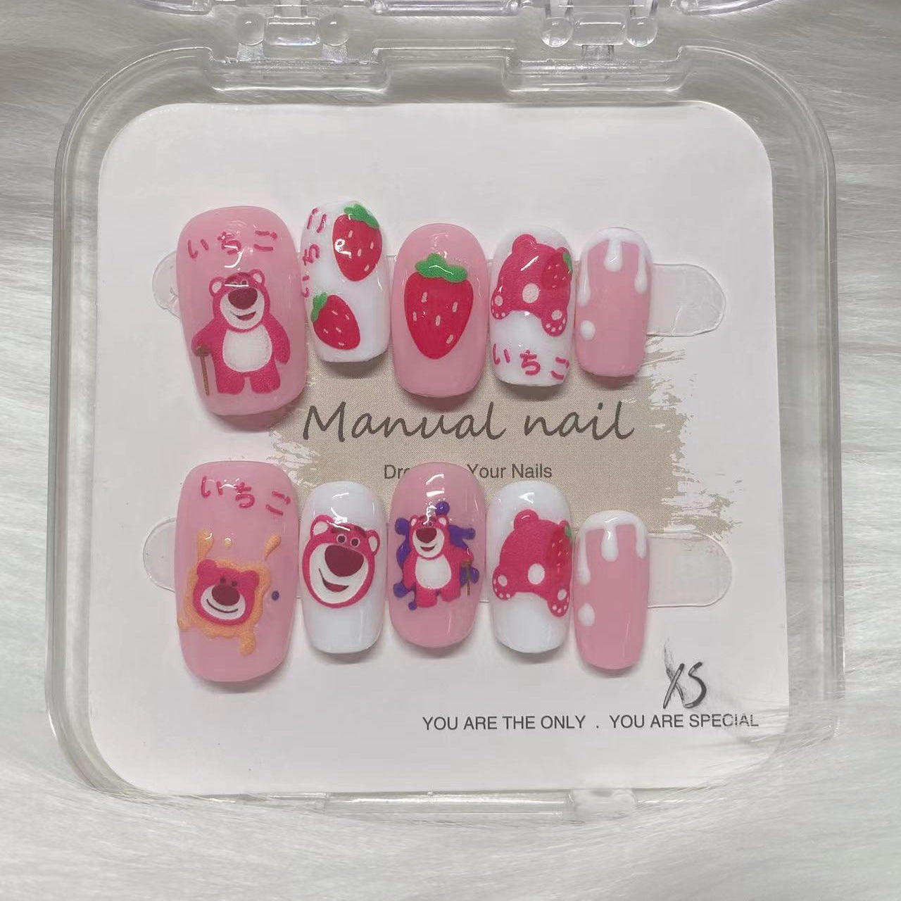 Faux ongles ours fraise doux 