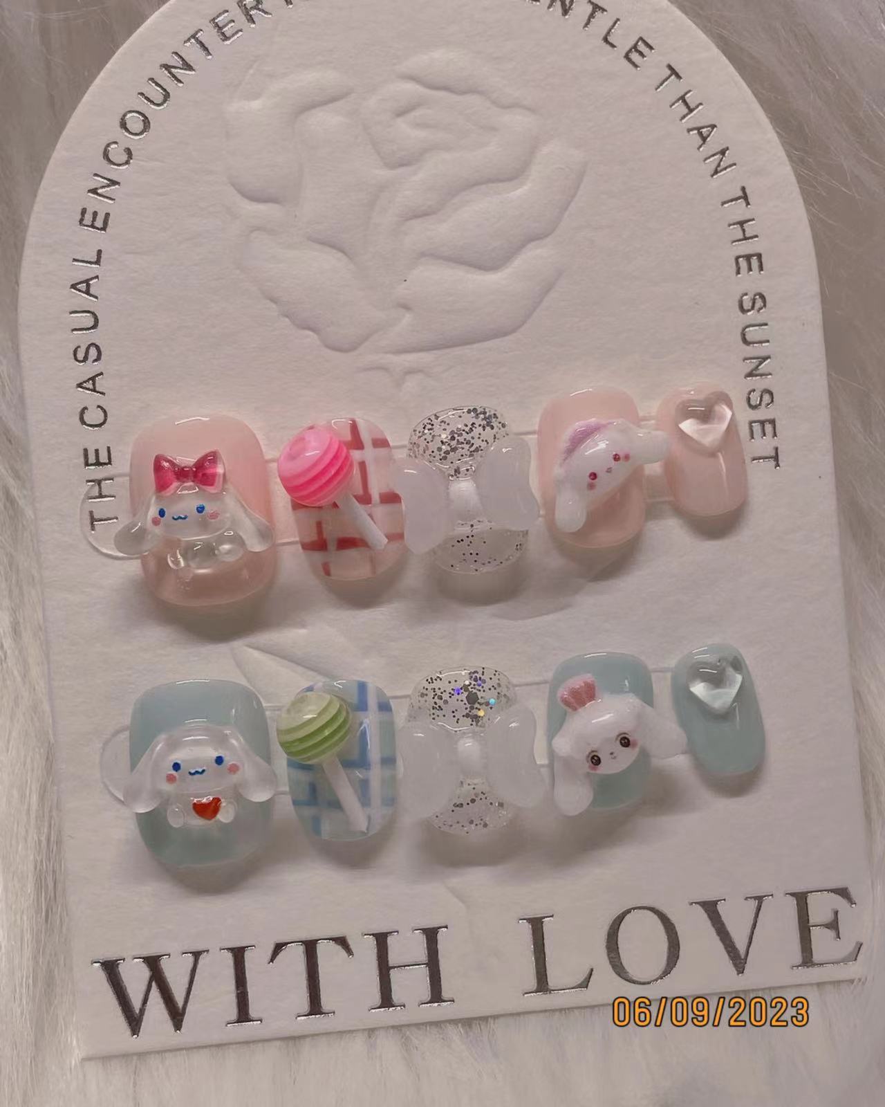 3D Bunny Lollipop False Nails