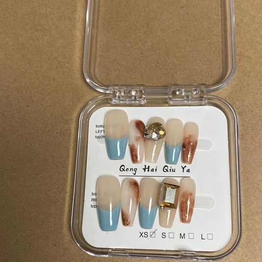 Gradient Transparent Diamond False Nails