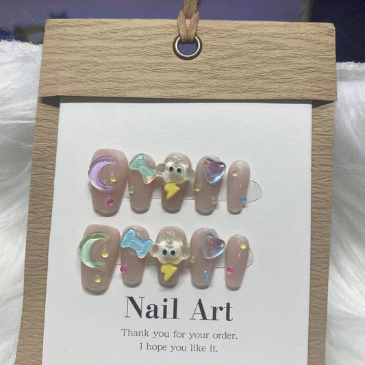 Cute Moon and Stars False Nails