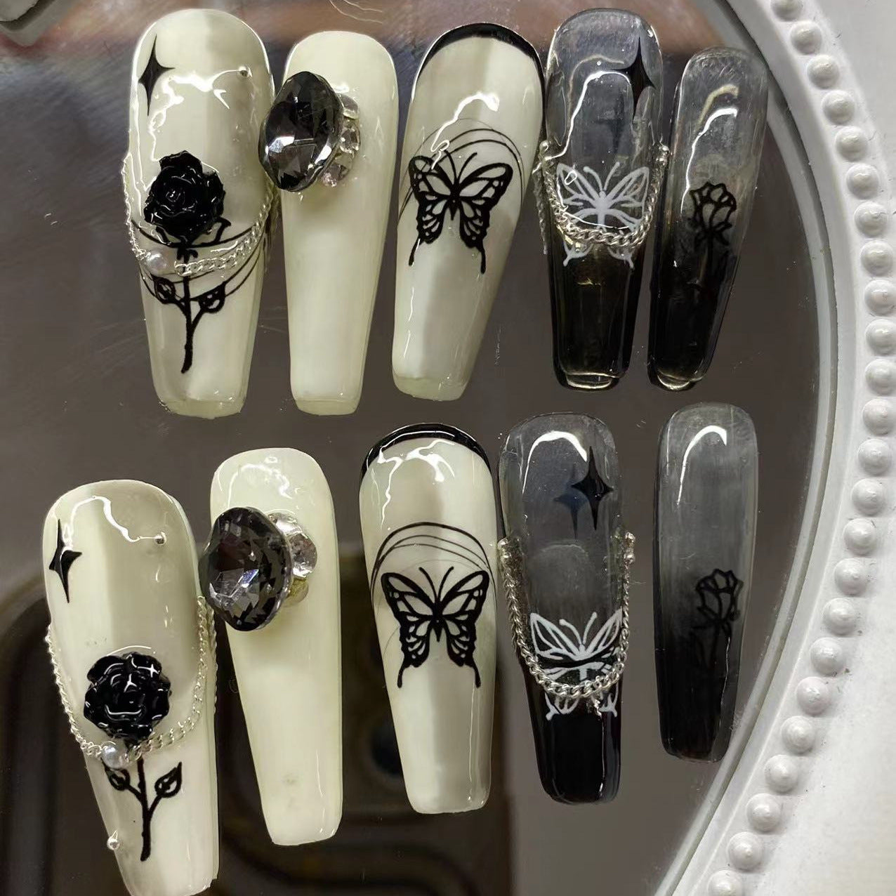 Half Butterfly Drop-shaped Zirconia False Nails