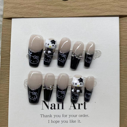 Dark Kitty False Nails