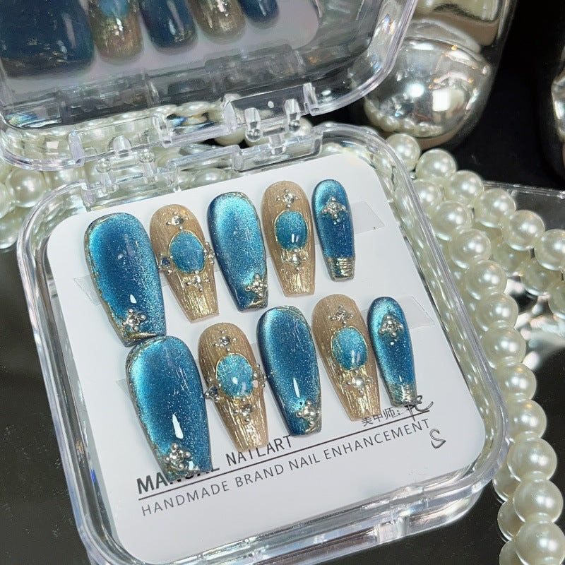 Buccellati Blue Cat's Eye Gemstone False Nails