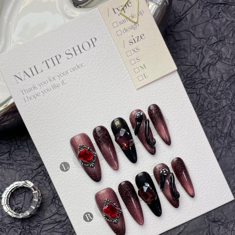 Dark 3D Snake Pattern False Nails