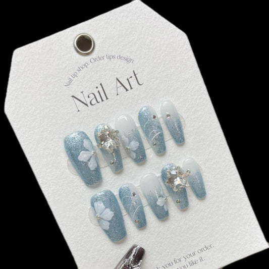 Crystal Daisy False Nails