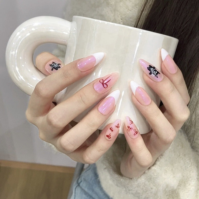 Pink Bow False Nails