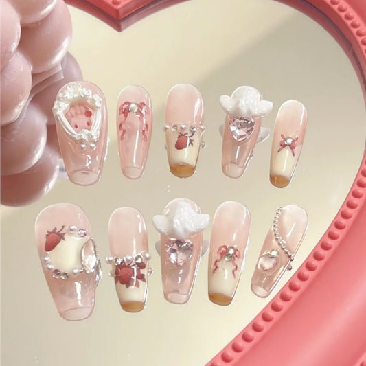 Bunny Angel Heart False Nails