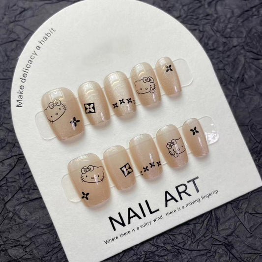 Crystal Stone Cat's Eye Cat False Nails