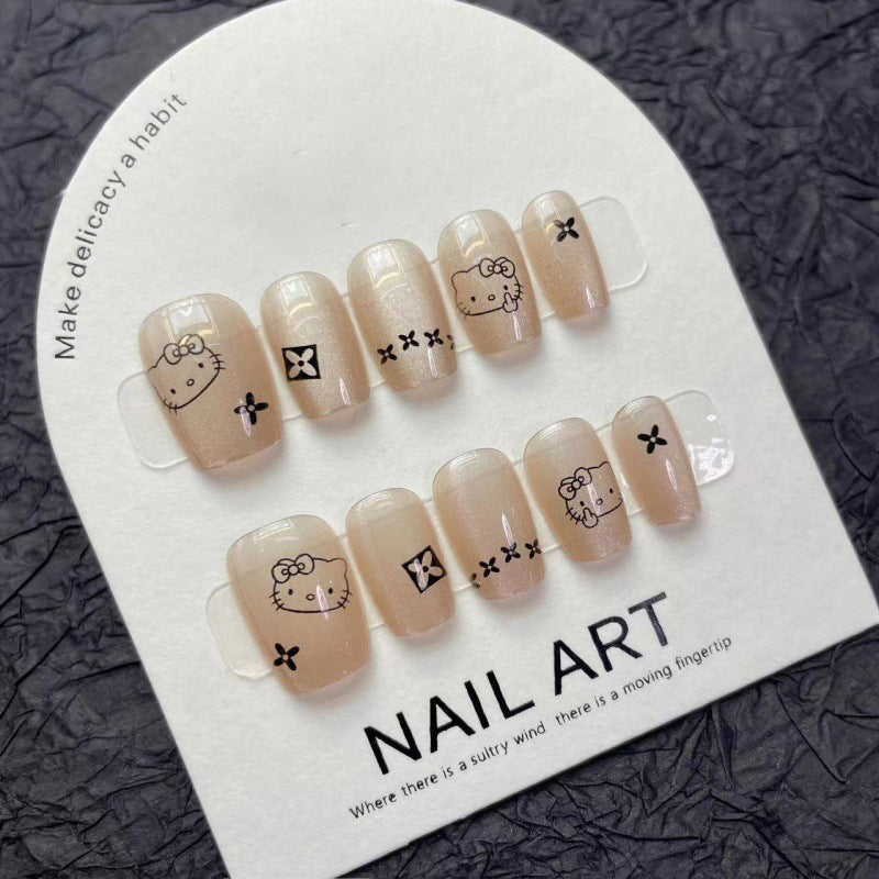 Crystal Stone Cat's Eye Cat False Nails