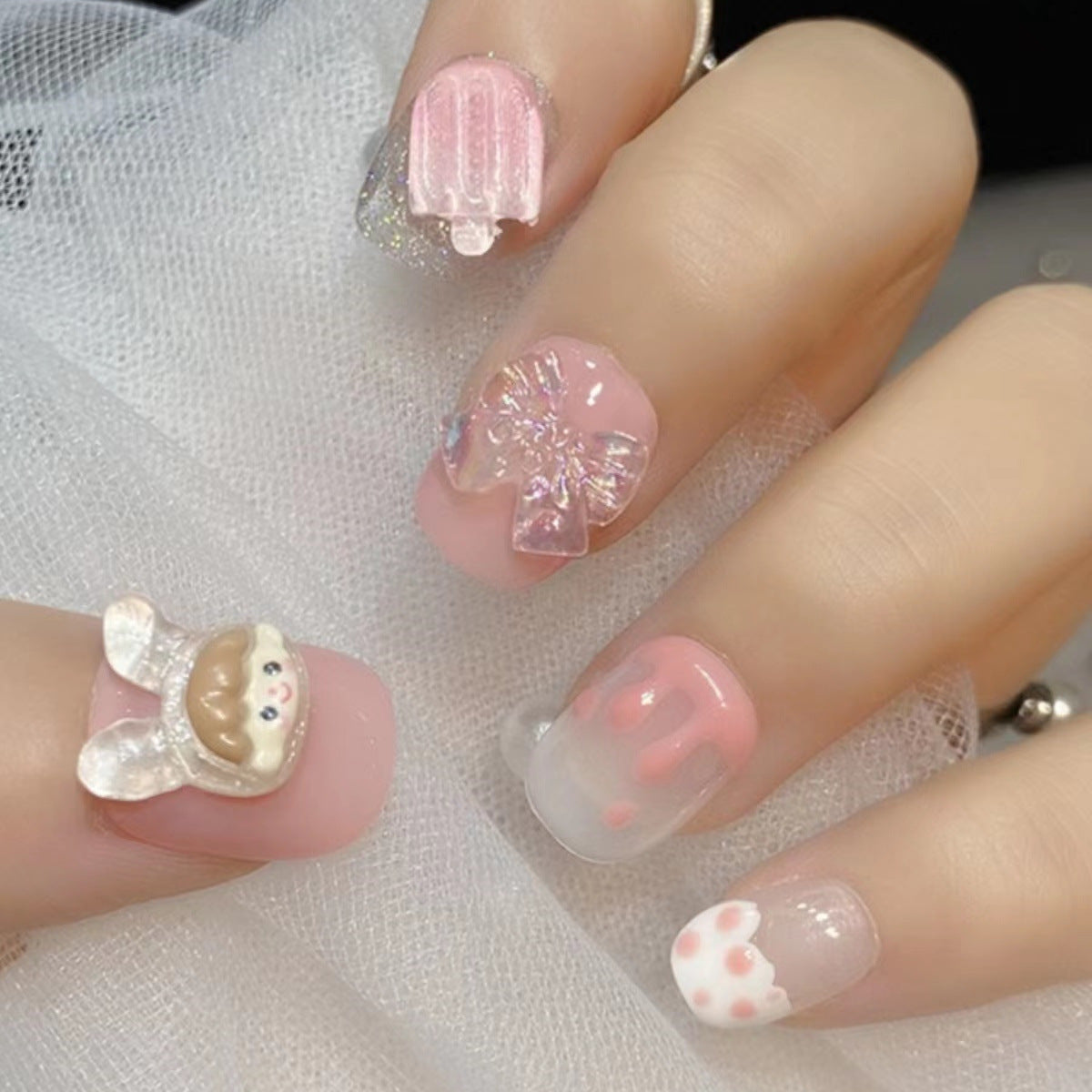 Rabbit Bow False Nails