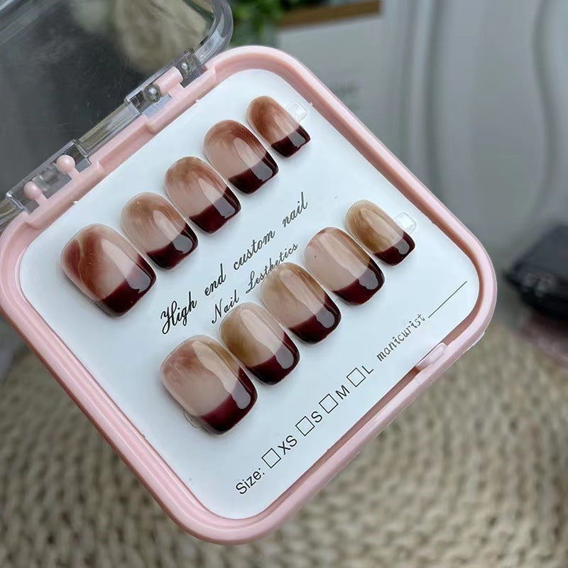 Brown Gradient False Nails