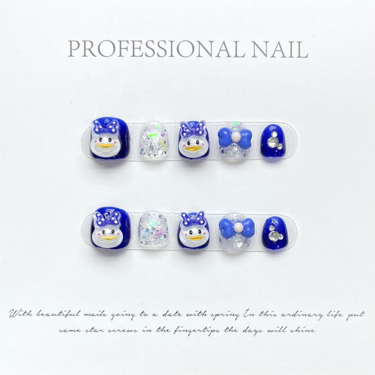 Cute Duck Kids Size False Nails