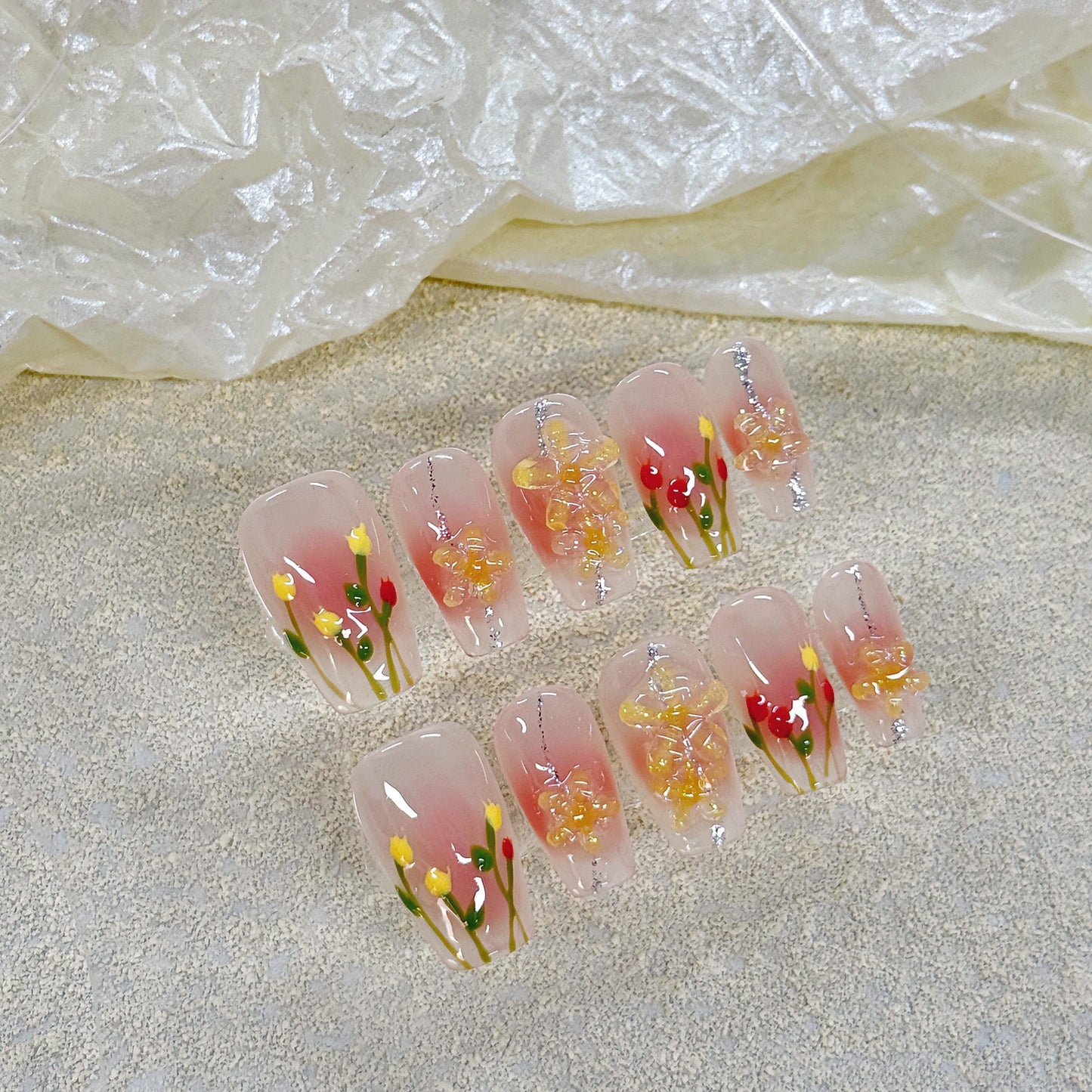 3D Small Flower False Nails