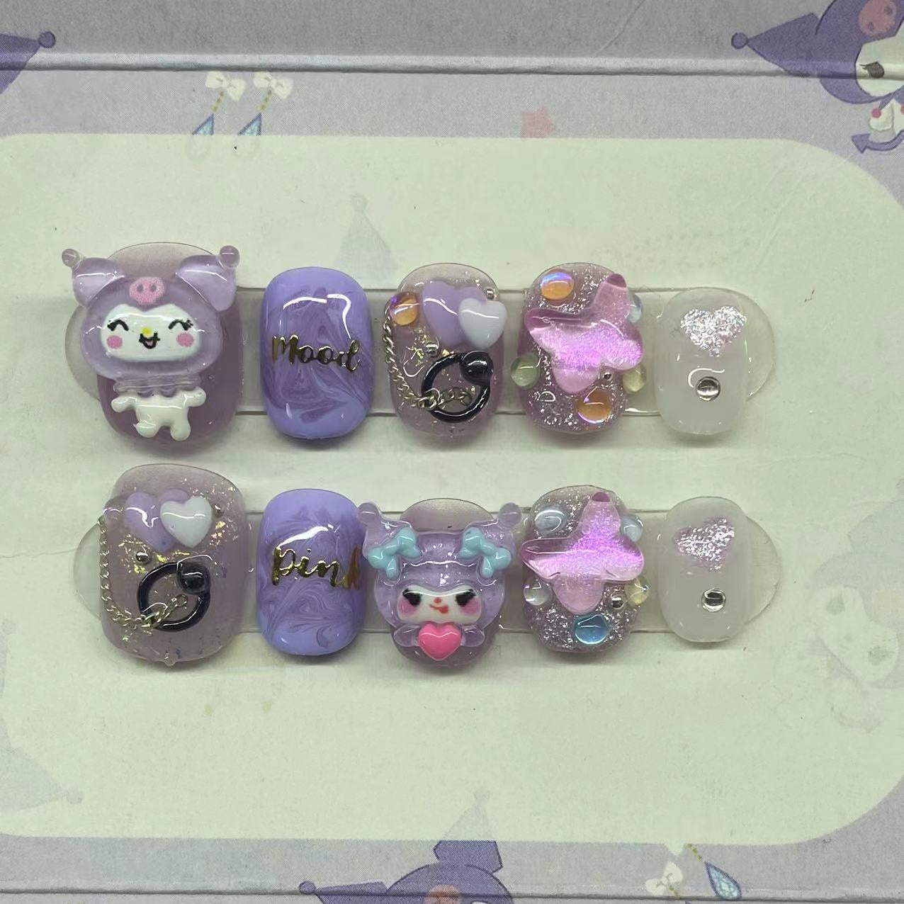 Purple Kuromi False Nails