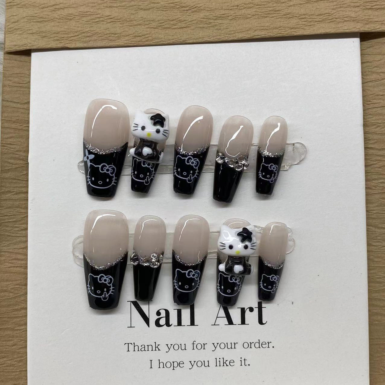 Dark Kitty False Nails