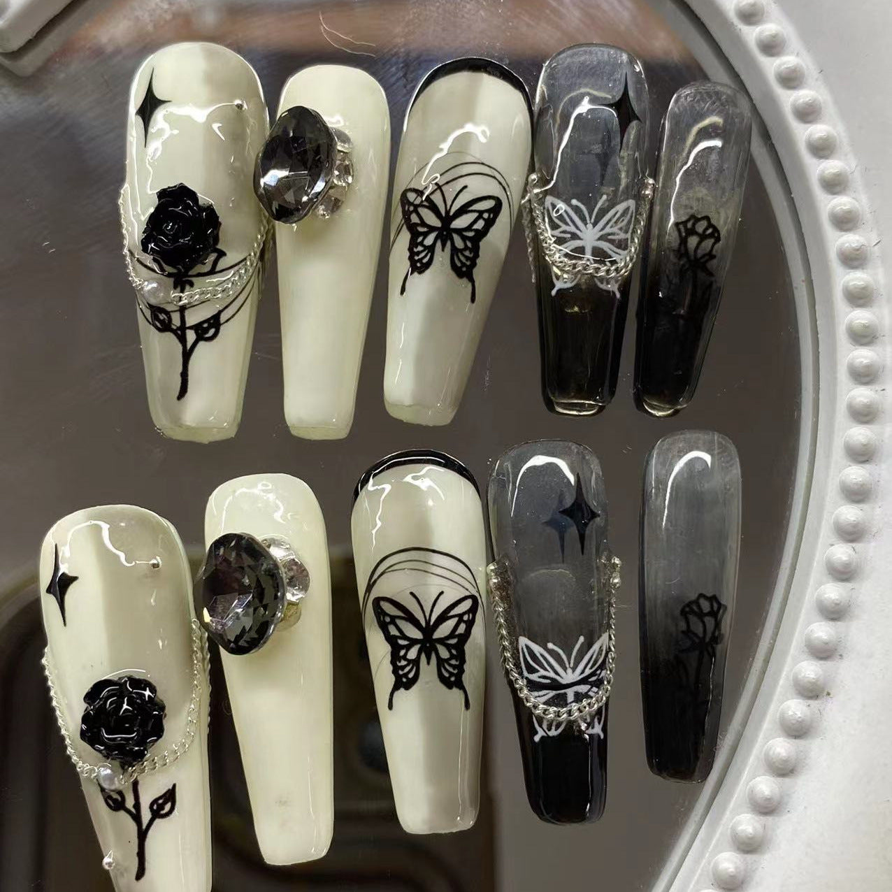 Half Butterfly Drop-shaped Zirconia False Nails