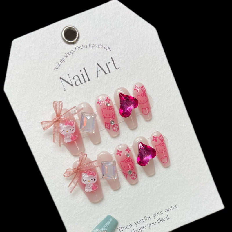 Blush Cute Kitty False Nails