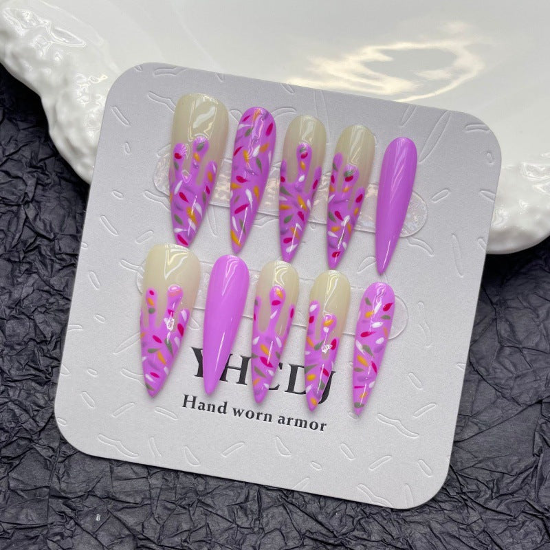 Pink Ice Cream False Nails