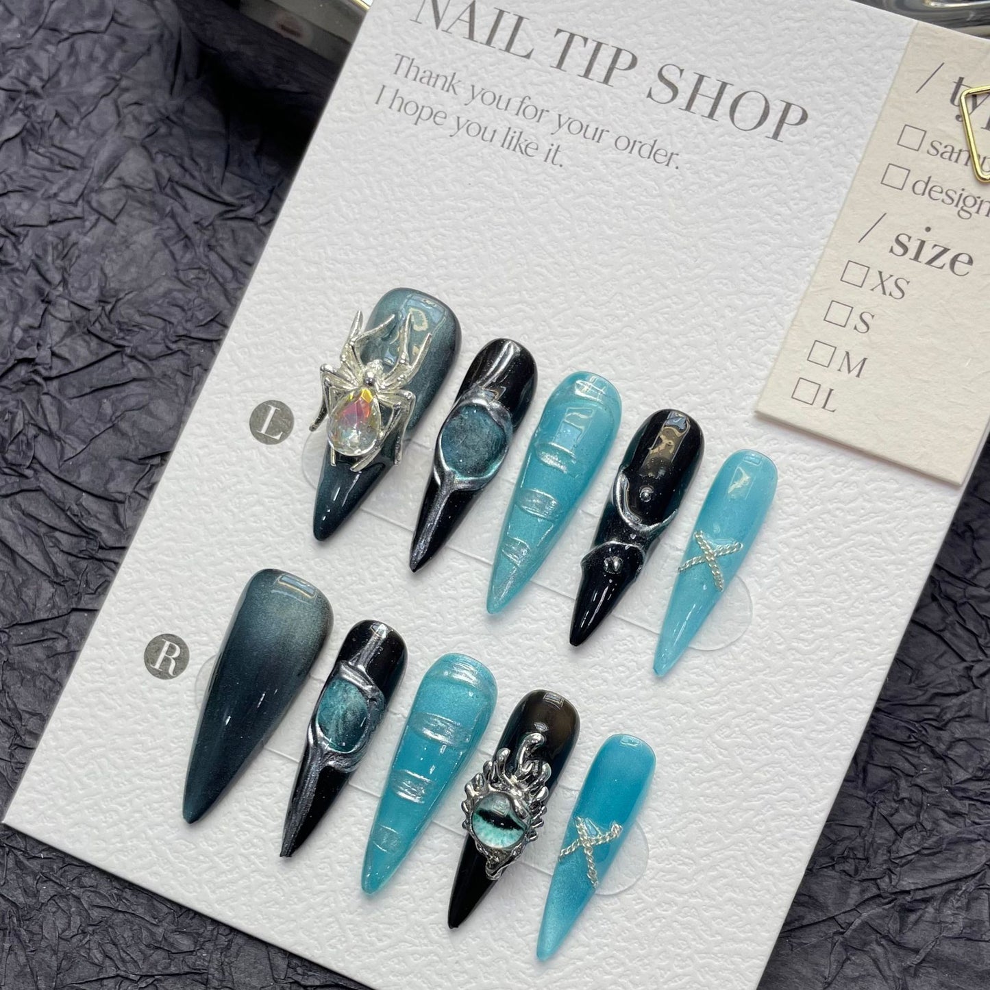 Spider Silver Sea False Nails