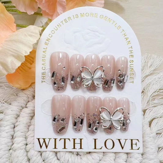 Butterfly Diamond False Nails